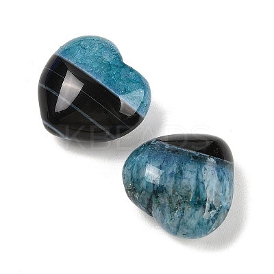 Natural Agate(Dyed & Heated) Heart Palm Stone G-Q021-04-1
