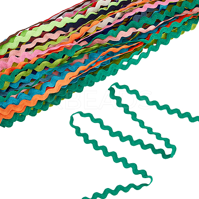 30 Yards 15 Colors Polyester Wavy Fringe Trim Ribbon OCOR-DC0001-08-1