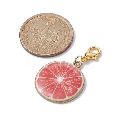 Fruits Theme Alloy Enamel Pendant Decorations HJEW-JM01358-1