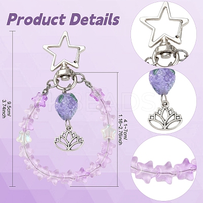 Glass Star & Alloy Bowknot Pendant Decoration HJEW-YW00071-01-1