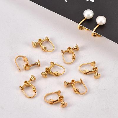 Brass Screw On Clip-on Earring Findings KK-L164-02G-1