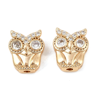Brass Micro Pave Cubic Zirconia Beads KK-F906-16G-1