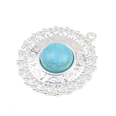 304 Stainless Steel with Synthetic Turquoise Pendants STAS-H253-01D-S-1