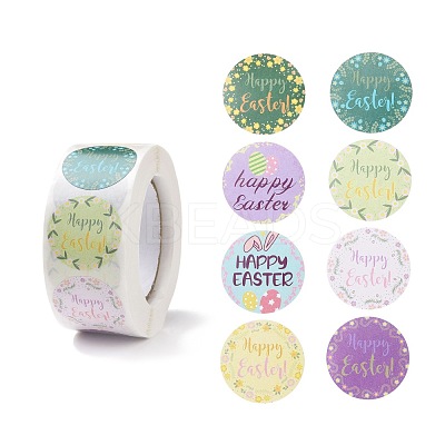 8 Patterns Easter Theme Self Adhesive Paper Sticker Rolls DIY-C060-03L-1