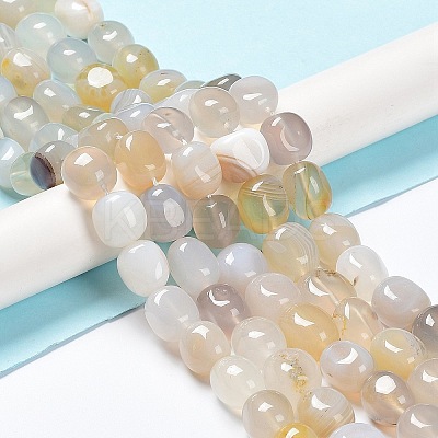 Natural Banded/Striped Agate Beads Strands G-C038-02F-1