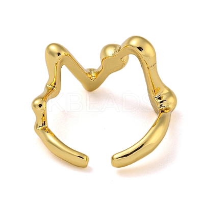 V Shape Brass Open Cuff Rings for Women RJEW-Z050-05G-1