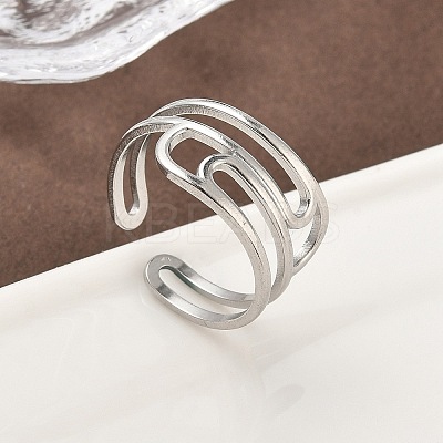 304 Stainless Steel Cuff Rings for Women RJEW-A079-08B-P-1