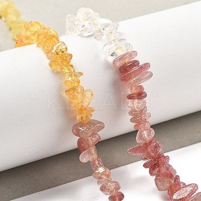 Natural Quartz Crystal & Strawberry Quartz & Citrine Beads Strands G-L610-A24-01-1