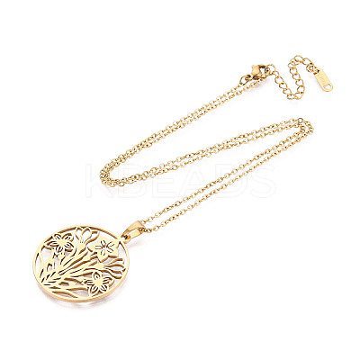 304 Stainless Steel Pendant Necklaces NJEW-T018-57G-1