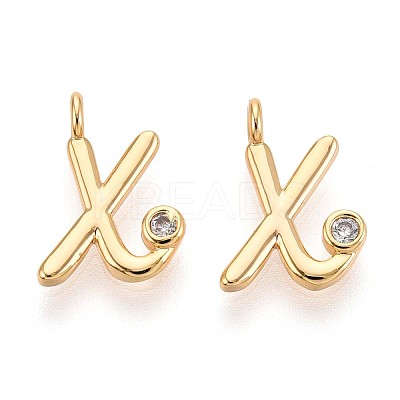 Brass Micro Pave Cubic Zirconia Charms KK-N263-97G-X-1