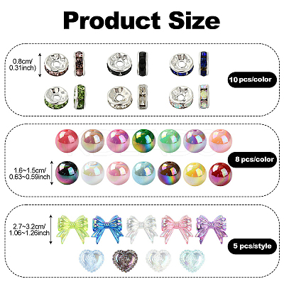 DIY Bowknot & Round & Heart Acrylic Beads Jewelry Making Findings Kits DIY-YW0010-82-1