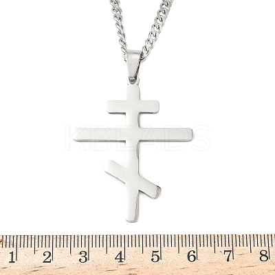 Russian Orthodox Cross 201 Stainless Steel Pendant Twisted Chain Necklaces NJEW-C104-01B-P-1