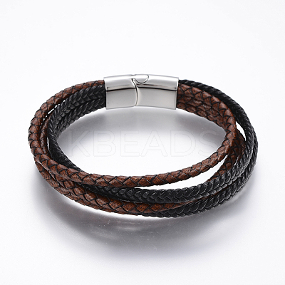Leather Cord Multi-strand Bracelets BJEW-F325-21P-1
