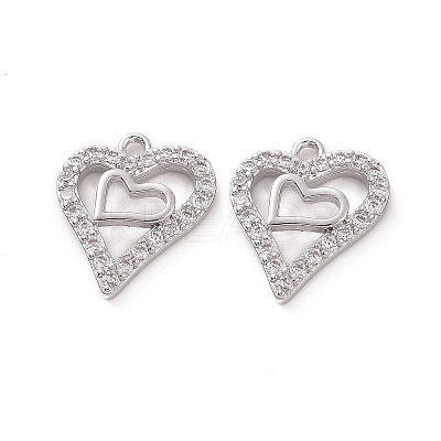 Brass Micro Pave Clear Cubic Zirconia Charms KK-E068-VF187-1