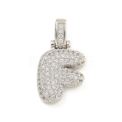 Brass Micro Pave Clear Cubic Zirconia Pendants KK-B099-01P-F-1