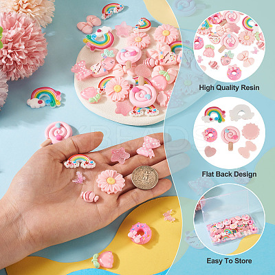 70Pcs 14 Styles Opaque & Trasnaprent Resin Cabochons RESI-TA0004-77-1