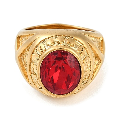 Oval 304 Stainless Steel Glass Finger Rings RJEW-D083-14G-02-1