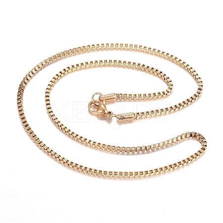 Ion Plating(IP) 304 Stainless Steel Box Chain Necklaces STAS-O053-27G-1