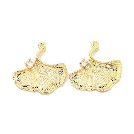 Brass Micro Pave Clear Cubic Zirconia Charms KK-Z044-26G-1