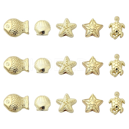 15Pcs 5 Styles Rack Plating Alloy Beads FIND-YW0006-09-1