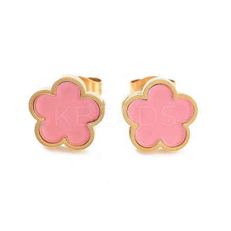 Flower Resin Stud Earrings EJEW-K281-01G-01-1