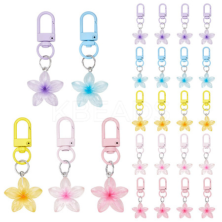 25Pcs 5 Colors Resin Pendant Keychains HJEW-ME0001-11-1