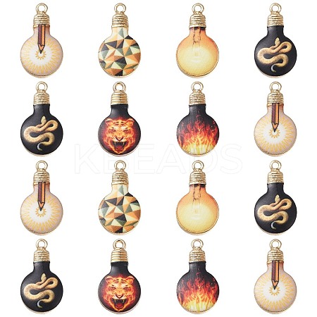 30Pcs 6 Styles Printed Alloy Enamel Pendants ENAM-CJ0005-11-1