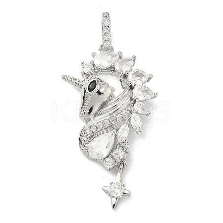 Brass Micro Pave Clear Cubic Zirconia Pendants KK-I476-13P-1
