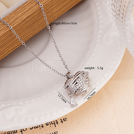 Brass Pave Cubic Zirconia Heart Pendant Necklaces for Women FS-WG96657-04-1