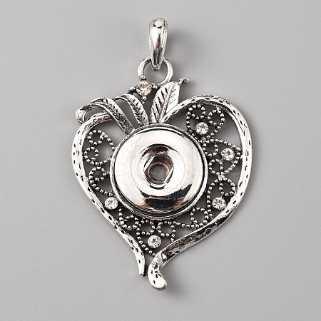 Alloy Rhinestone Hang Snap Base Pendant for Interchangeable Snap Charms Jewelry Making LS-FIND-WH0045-87AS-1