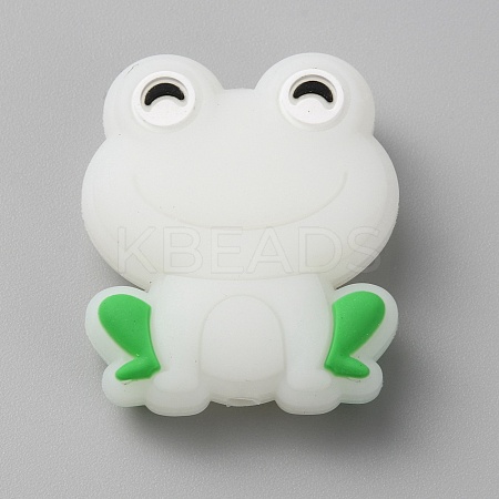 Frog Luminous Food Grade Eco-Friendly Silicone Beads LS-SIL-WH0003-12F-1