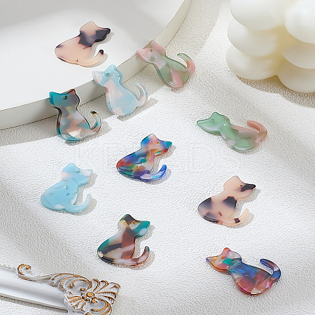 10Pcs 5 Colors Opaque Acrylic Pendants OACR-LP0001-09-1