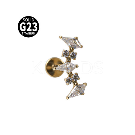 G23 Titanium with Clear Cubic Zirconia Internally Threaded Labrets WG8E19F-02-1