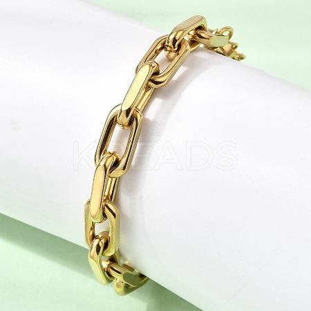 304 Stainless Steel Rectangle Ring Link Chain Bracelets for Women LS-BJEW-A152-02G-1