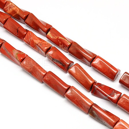 Natural Red Jasper Twist Column Beads Strands G-L240-03-1