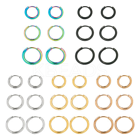 30Pcs 15 Style 316L Surgical Stainless Steel Huggie Hoop Earrings for Girl Women EJEW-TA0001-11-1