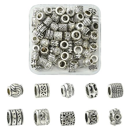 100Pcs 10 Styles Tibetan Style Alloy European Beads FIND-CJ0003-73-1