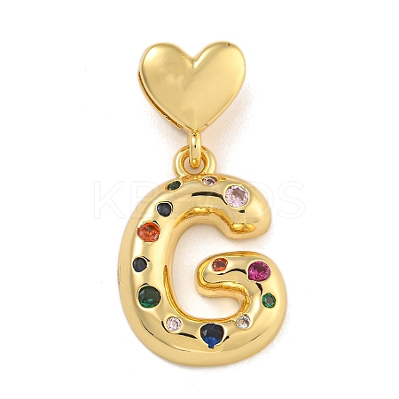 Brass Micro Pave Colorful Cubic Zirconia Pendants KK-P281-01G-G-1