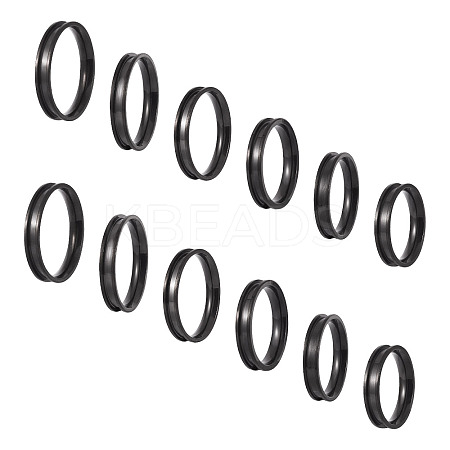 12Pcs 6 Size 201 Stainless Steel Grooved Finger Ring Settings RJEW-TA0001-06EB-1