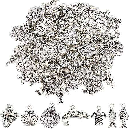 93Pcs 7 Styles Tibetan Style Alloy Pendants FIND-HS0001-87-1