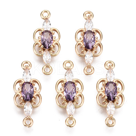 Brass Micro Pave Cubic Zirconia Links Connectors KK-R111-008-A03-1