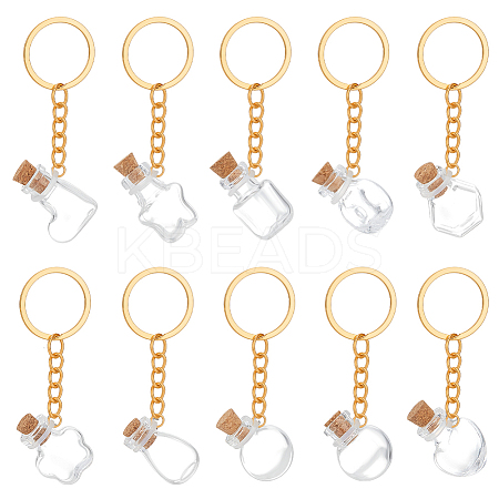10Pcs Glass Bottle Keychins KEYC-NB00034-1