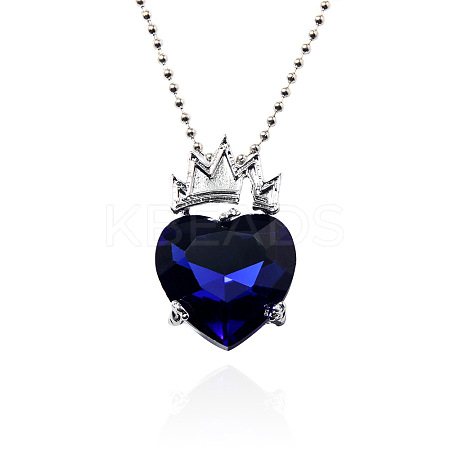 Alloy Rhinestone Crown Heart Pendant Ball Chain Necklaces FS-WGC3330-02-1