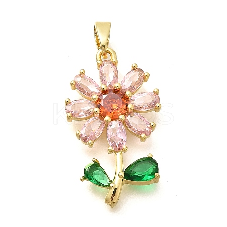 Rack Plating Brass Micro Pave Cubic Zirconia Pendants KK-M309-30G-01-1