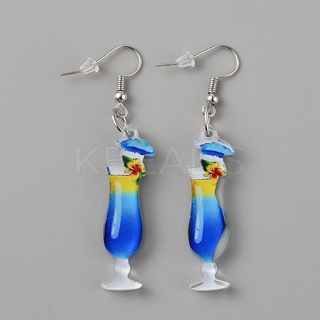 Acrylic Wine Glass Dangle Earrings with 304 Stainless Steel Pins EJEW-WH0012-096E-1