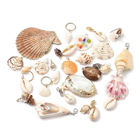 50Pcs Natural Mixed Shell Charms and Pendant Decoration Kits SSHEL-XCP0001-13-1