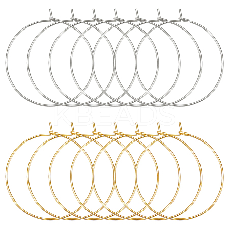 60Pcs 2 Colors Long-Lasting Plated Brass Hoop Earrings Findings KK-AN0001-01-1
