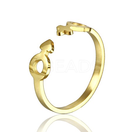 Stylish Adjustable 304 Stainless Steel Gender Symbol Cuff Rings for Women CD3807-5-1