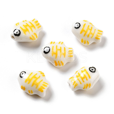 Handmade Printed Porcelain Beads PORC-F005-03B-1