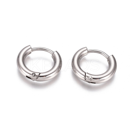 Tarnish Resistant 304 Stainless Steel Huggie Hoop Earrings EJEW-G272-01-8mm-P-1